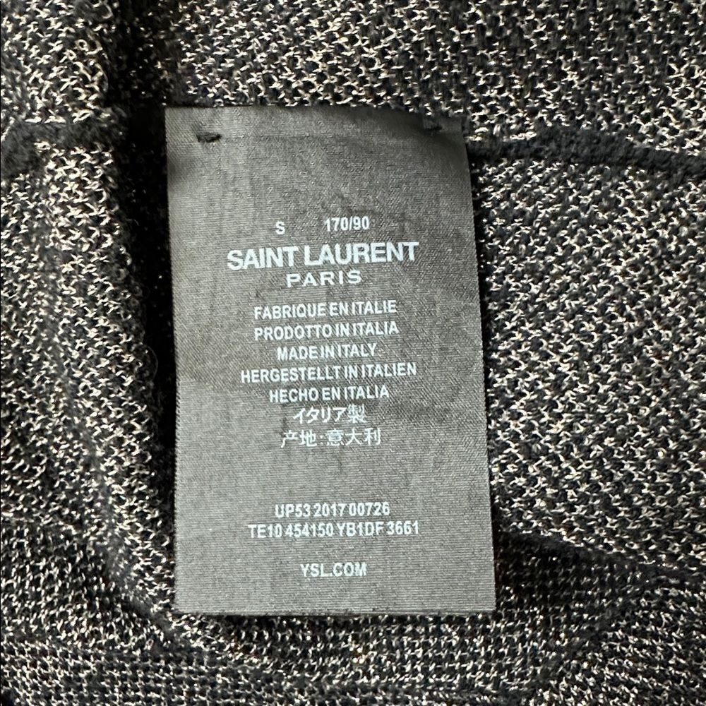 YSL Saint Laurent Oversized V-Neck Cardigan BLACK AND SILVER STAR JACQUARD $1490 - Picture 8 of 10